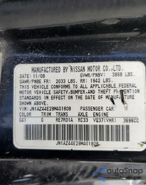 2009 Nissan 370Z from USA, damaged, VIN JN1AZ44E29M401808